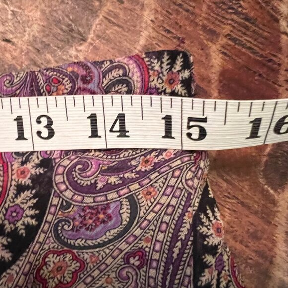 Haver & Blair London Paisley Print Lined Midi Skirt S Black & Purple Polyester - Picture 5 of 7